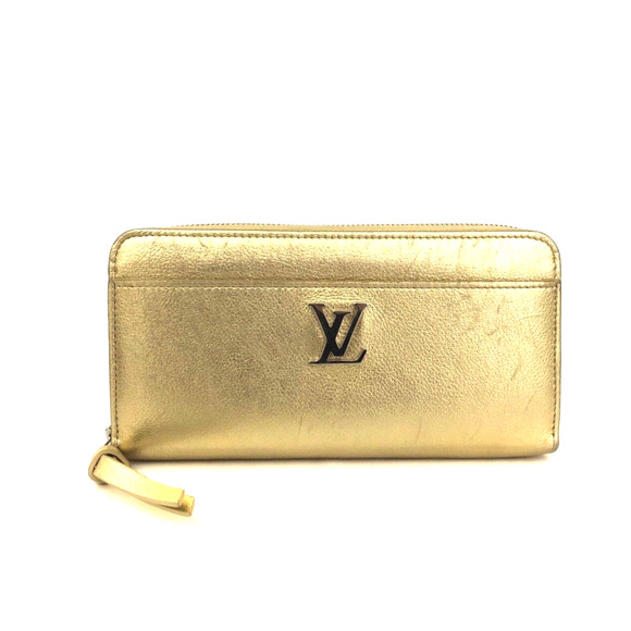 Gold Louis Vuitton LV Zippy Lockme Leather Zip Around Long Wallet - Picture 1 of 8